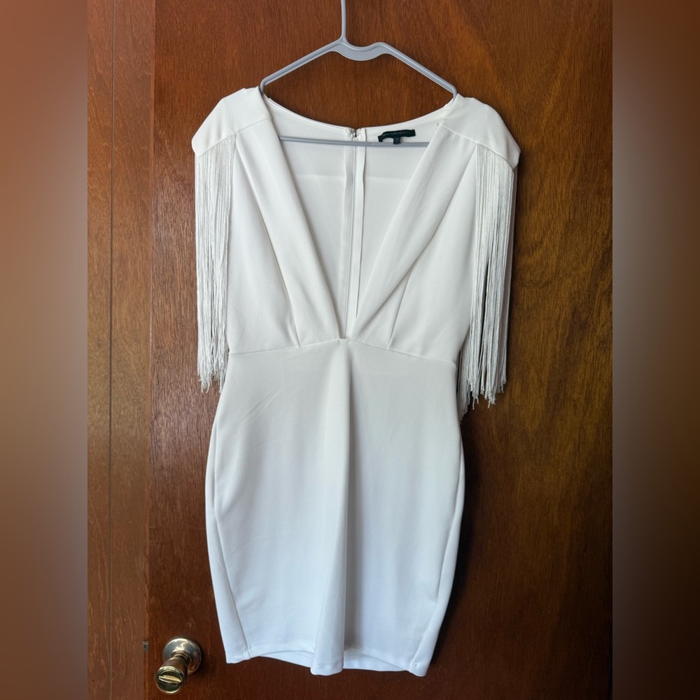 Symphony Ivory Dress with Fringe Accents